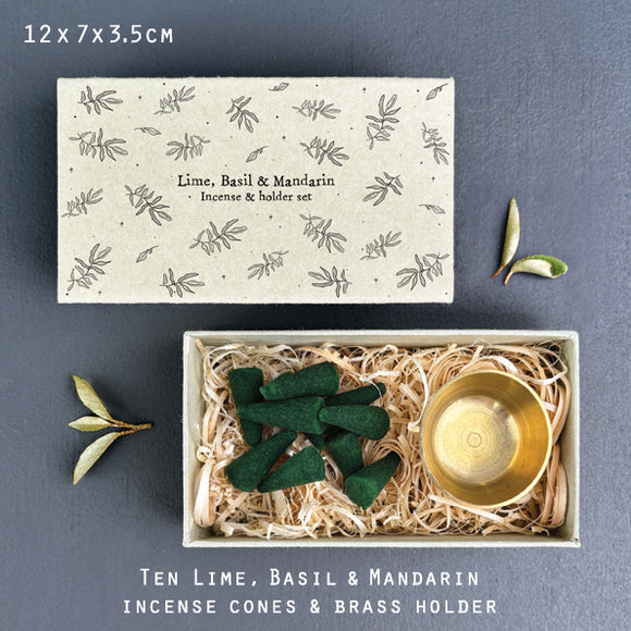 East of India | Lg Matchbox Cone Set - Lime Basil & Mandarin