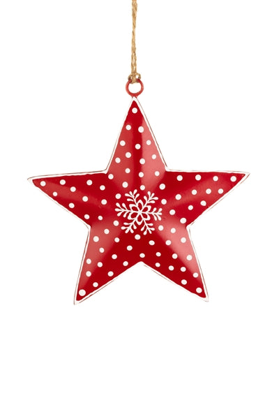 Christmas Decoration | Snowflake Metal Red Painted Star