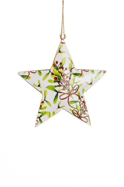 Christmas Decoration | Red Metal Mistletoe Hanging Star