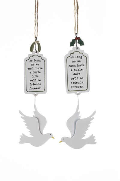 Christmas Decoration | One Pair of Turtle Doves with wording