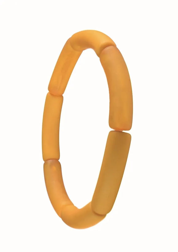 Hot Tomato | Tubular Resin Elasticated Bangle - Mustard/Mono