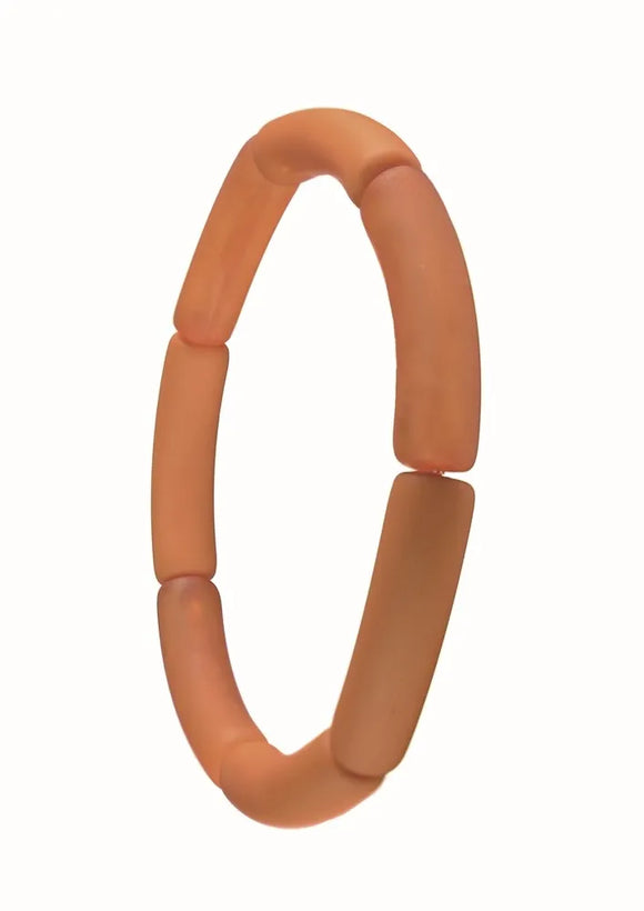 Hot Tomato | Tubular Resin Elasticated Bangle - Tangerine Marble