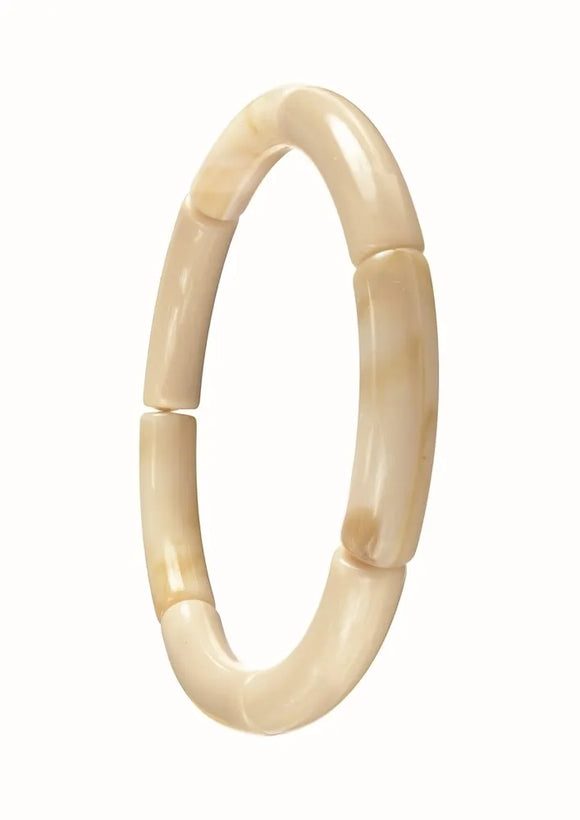 Hot Tomato | Tubular Resin Elasticated Bangle - Stone Marble