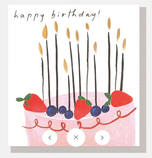 Caroline Gardner | Happy Birthday! Pink Cake with Berries & Candles